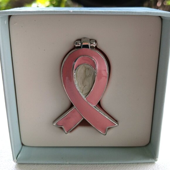 Monet Silvertone Enamel Pink Ribbon Trinket Box New Breast Cancer Awareness - Picture 4 of 10